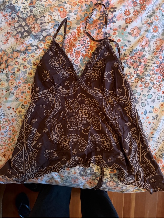 Kimchi Blue Tops - Kimchi Blue Brown Paisley Halter Cami
